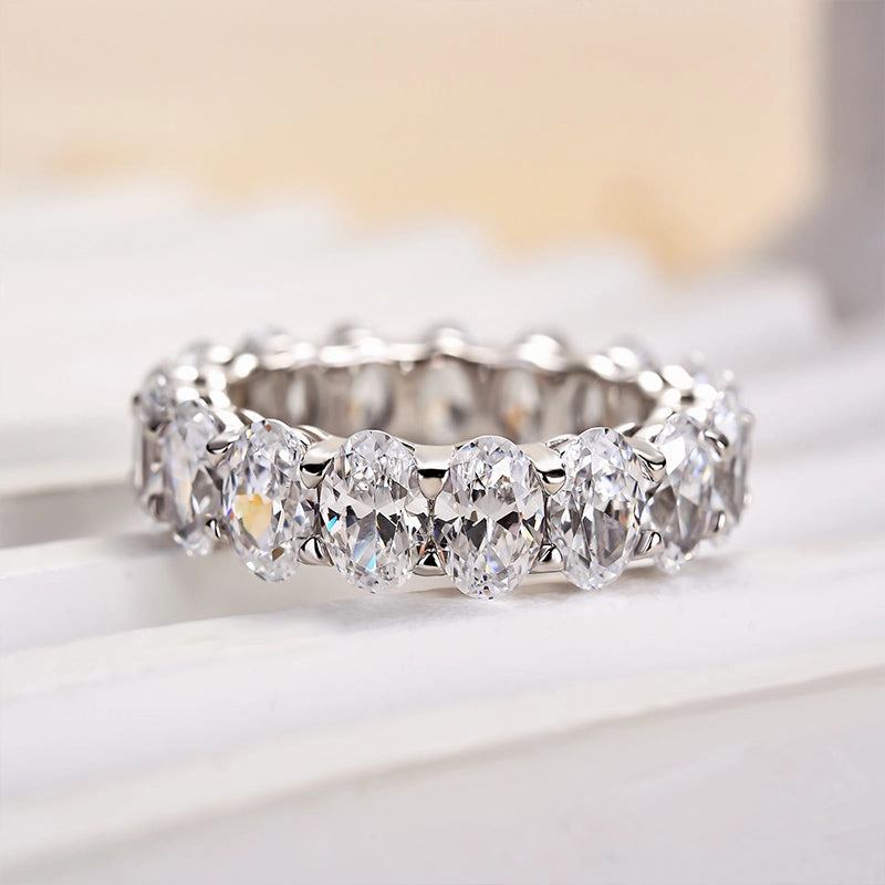 Louily Eternity Oval Cut Wedding Band For Women In Sterling Silver Pastel Mood Artisan Edge