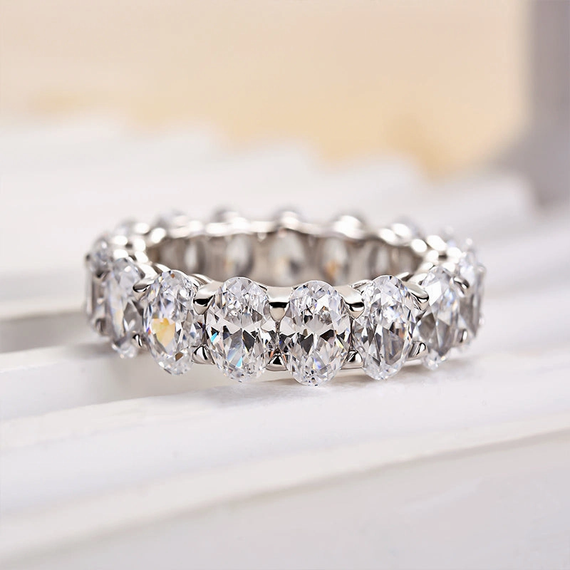 Bold Design Louily Eternity Oval Cut Wedding Band For Women In Sterling Silver