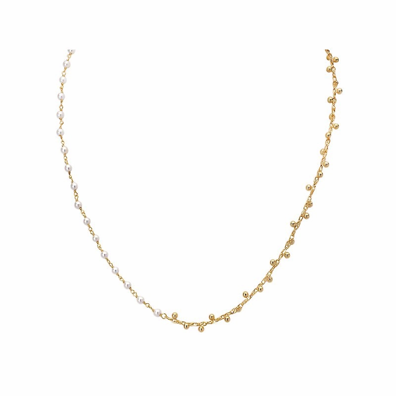 Artisan Accent Sterling Silver Gold Plated Bead and Pearl Necklace