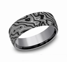 Sparkle Focus Dainty Finish GENTS TANTALUM MOKUME PATTERN WEDDING BAND