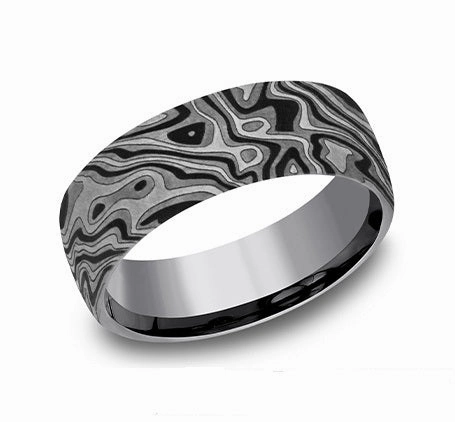 Sparkle Focus Dainty Finish GENTS TANTALUM MOKUME PATTERN WEDDING BAND