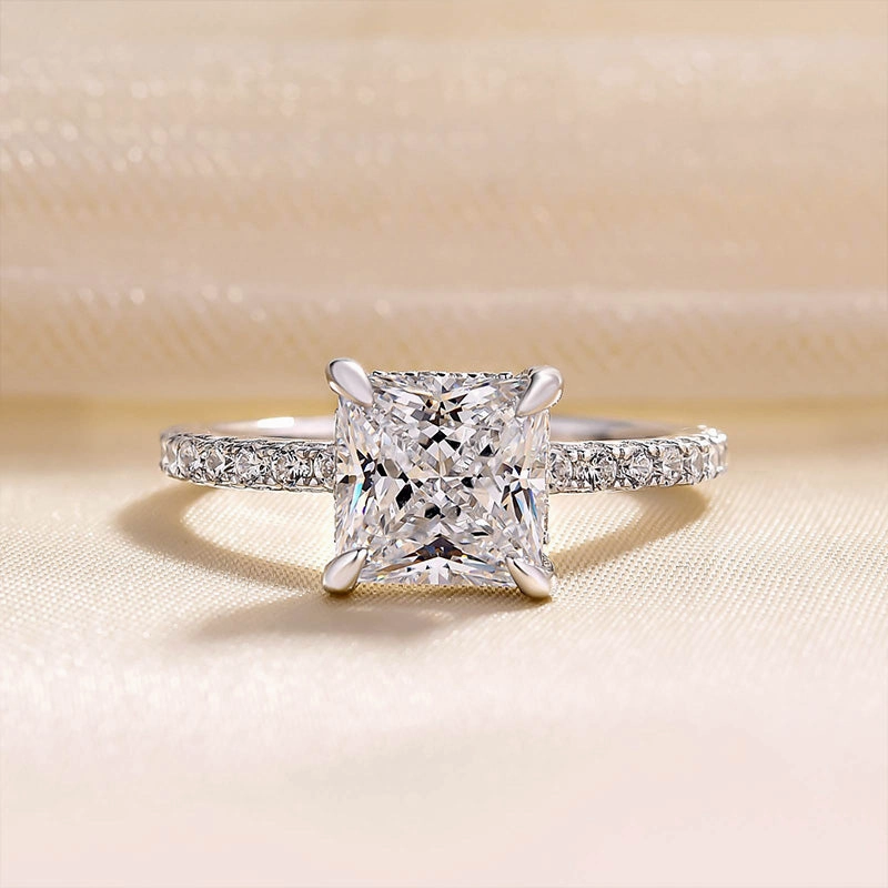 Louily Sparkle Square Princess Cut Engagement Ring For Women In Sterling Silver Allure Edge Radiant Radiance