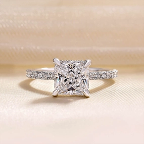 Louily Sparkle Square Princess Cut Engagement Ring For Women In Sterling Silver Allure Edge Radiant Radiance