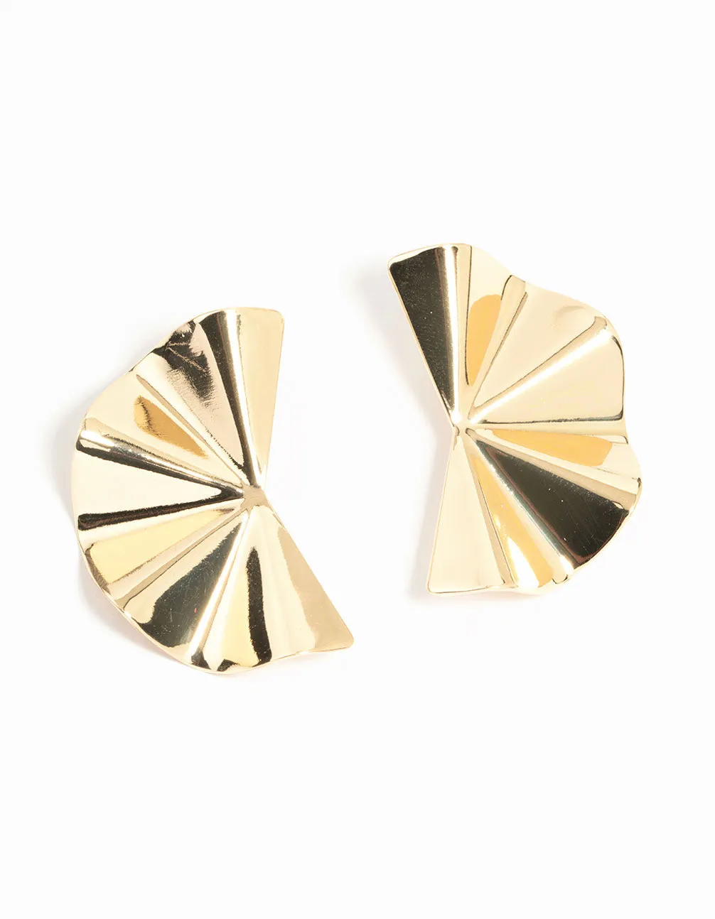 Cute Item Gold Plated Statement Fan Stud Earrings