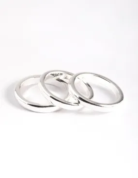 Trendy Decoration Silver Plated Triple 3mm Band Ring