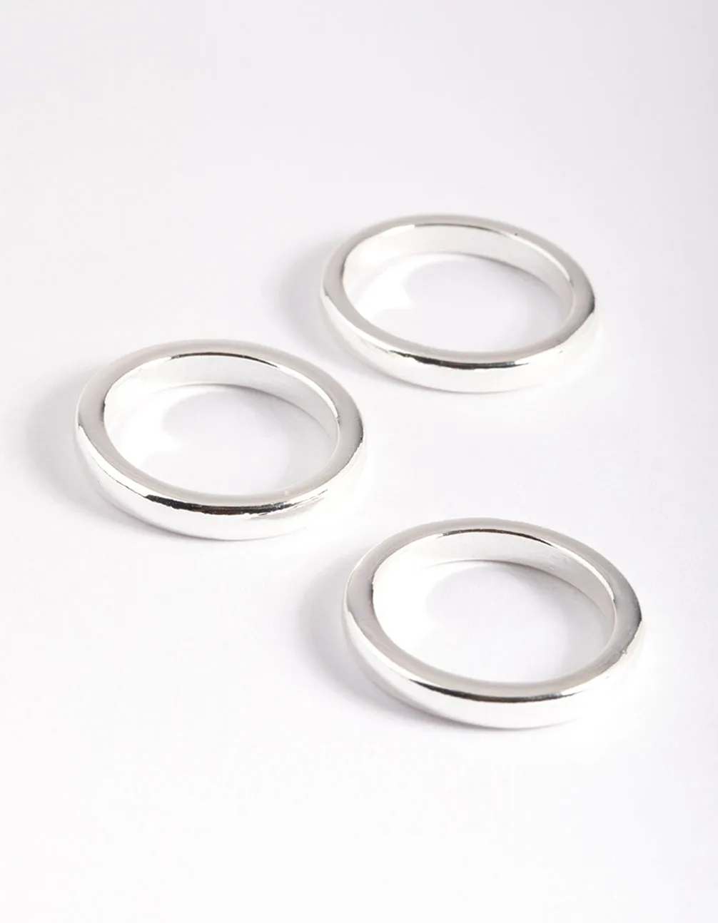 Silver Plated Triple 3mm Band Ring Bold Item Minimal Look