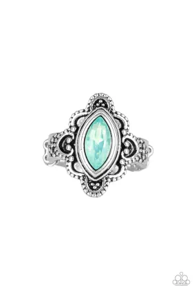 Paparazzi Accessories ? Glass Half-COLORFUL - Green Ring?Flat Rate Ship $4.50? Vintage Look Glamorous Adornment