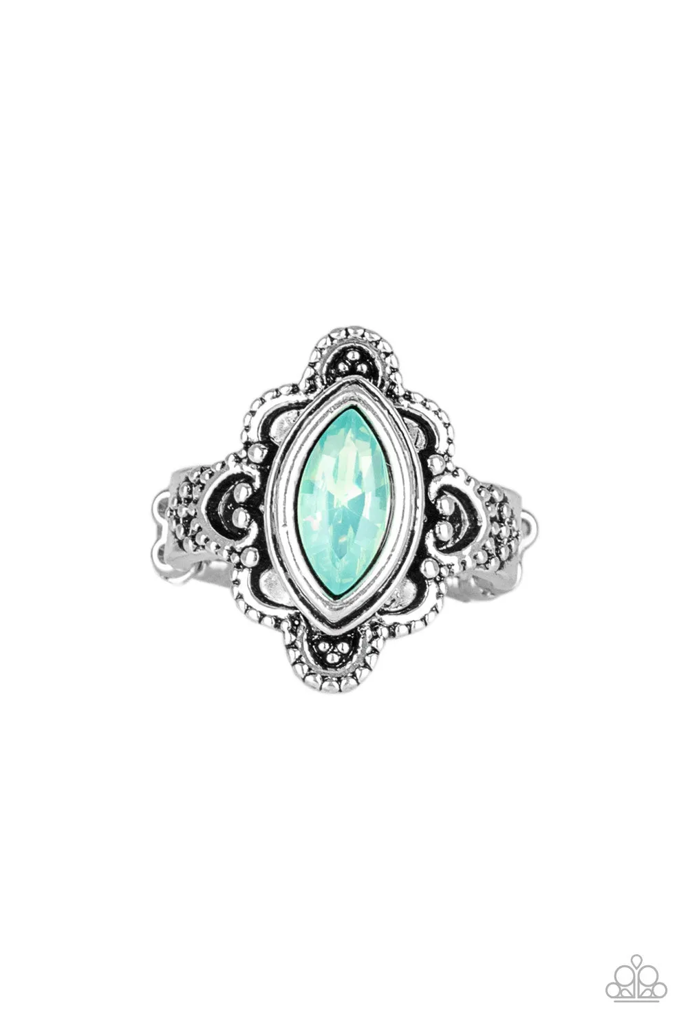 Paparazzi Accessories ? Glass Half-COLORFUL - Green Ring?Flat Rate Ship $4.50? Vintage Look Glamorous Adornment