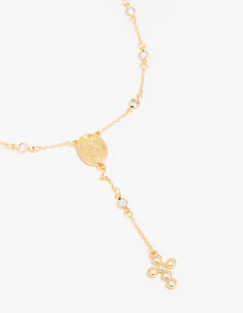 Gold Plated Cubic Zirconia Cross Y-Necklace Cool Highlight Classic Item