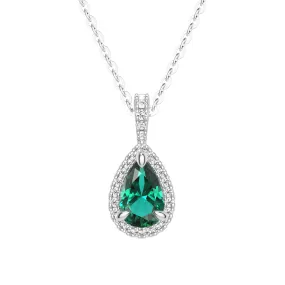Premium accessory 1 CT. Pear Shaped Emerald Pendant with Pav?? Diamond Halo