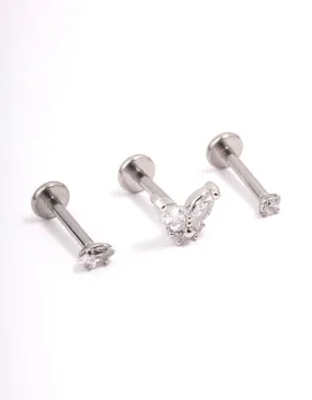 Fashionable Product Surgical Steel Butterfly Marquise Round Flat Back