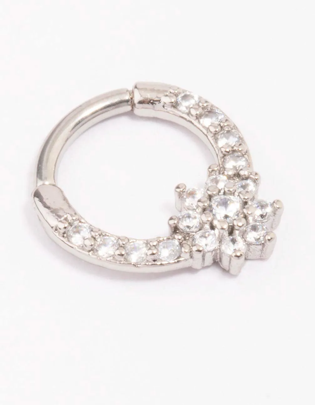 Evening Item Surgical Steel Cubic Zirconia Flower Clicker Ring