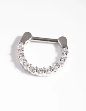 Refined Accessory Surgical Steel Cubic Zirconia Septum Ring