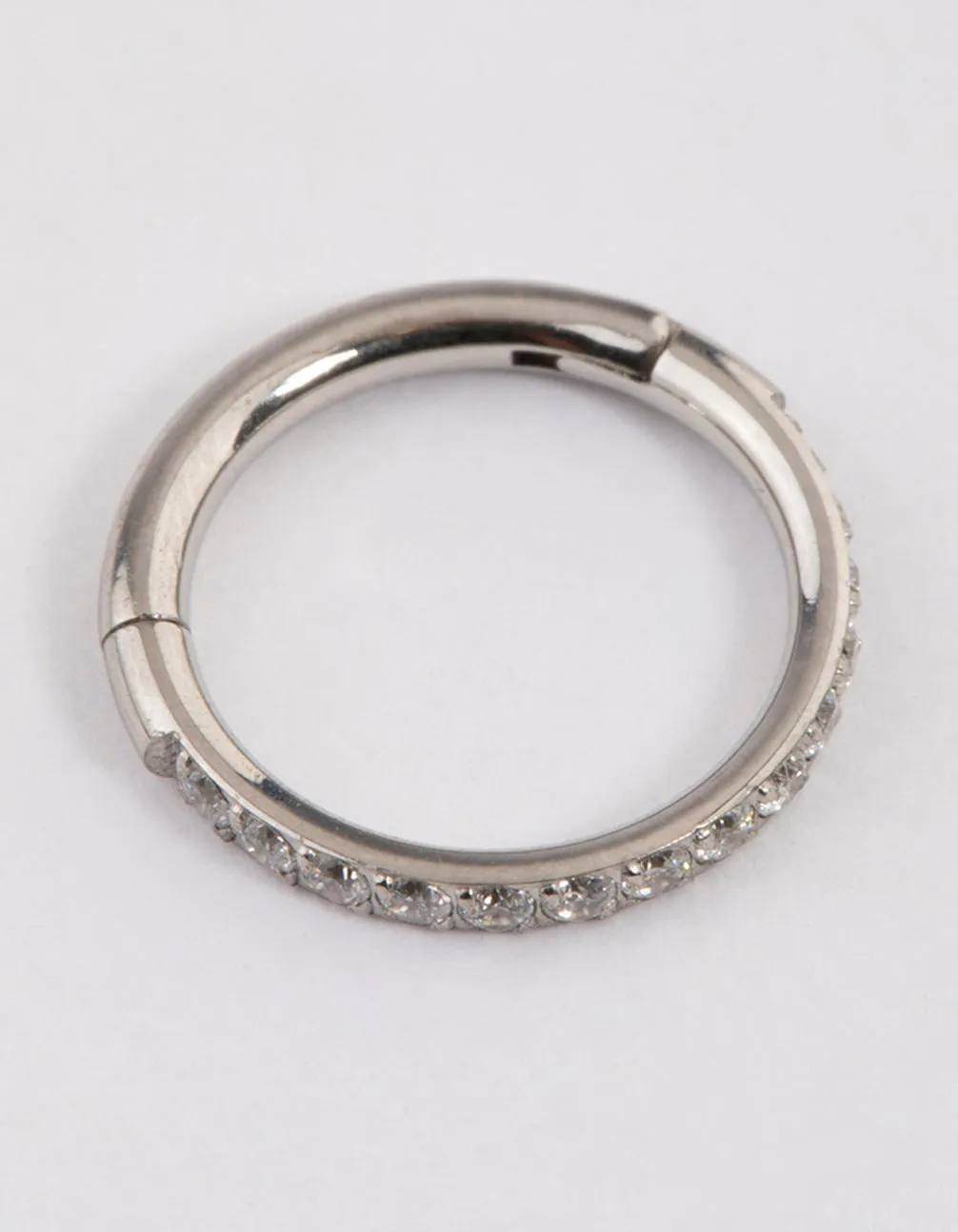Lovely Ornament Vintage-Inspired Piece Surgical Steel Fine Pave Band Clicker Ring
