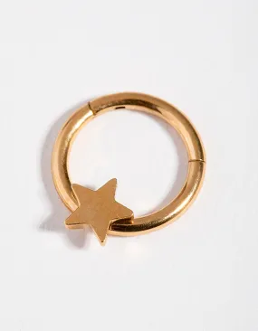 Surgical Steel Gold Star Clicker Ring Graceful Selection