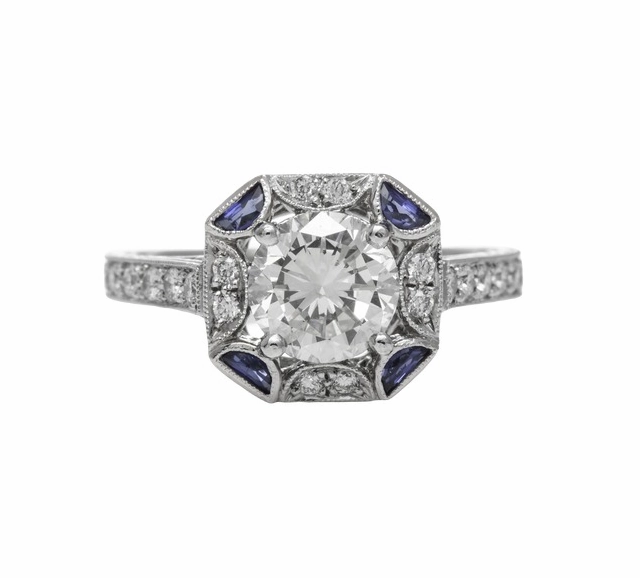 The Doddsville Platinum Heritage Ring with 1.36 carat Center Diamond Fashion Jewelry
