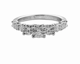 Vibrant Shine Finest Finish THREE STONE DIAMOND RING WITH DIAMONDS DOWN THE SHANK