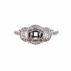 Chic Glam Shiny Jewelry Pieces THREE STONE DIAMOND SEMI-MOUNT AND MATCHING BAND