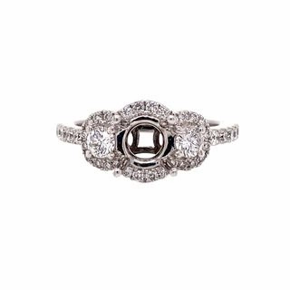 Chic Glam Shiny Jewelry Pieces THREE STONE DIAMOND SEMI-MOUNT AND MATCHING BAND