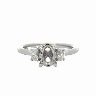 Party Outfit Radiant Edge Three Stone Hidden Halo Semi Mount