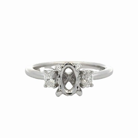 Party Outfit Radiant Edge Three Stone Hidden Halo Semi Mount