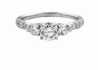 THREE STONE RING WITH DIAMONDS DOWN SHANK Shiny Gems