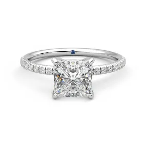 Four Prong Princess Cut Moissanite Engagement Ring with Hidden Anniversary Stone Accent comfortable accessory