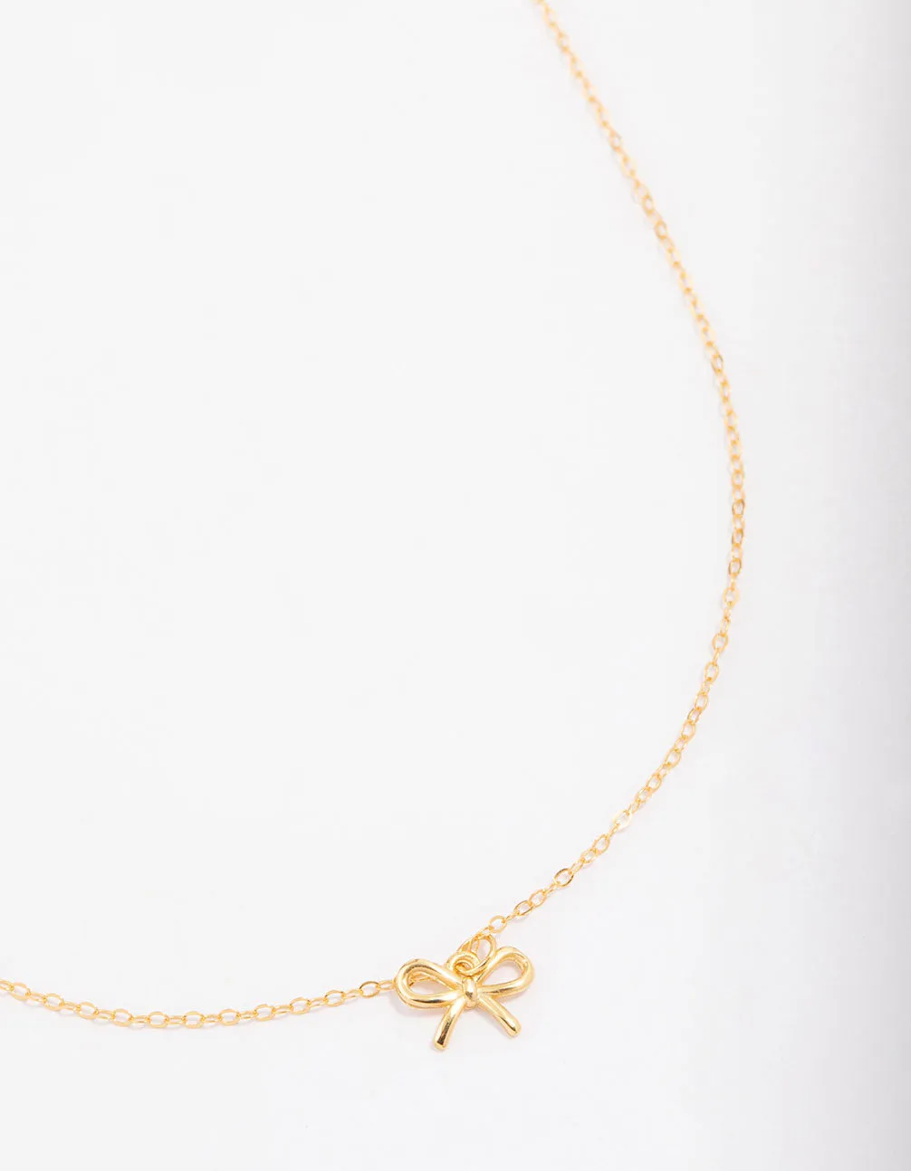 Gold Plated Sterling Silver Bow Pendant Necklace Popular Piece