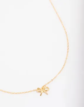 Gold Plated Sterling Silver Bow Pendant Necklace Popular Piece