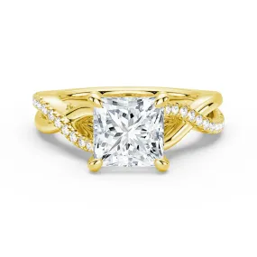 Personal Touch Princess Cut Moissanite Twisted Band Engagement Ring with Hidden Accents