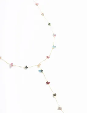 Bold Accessory Gold Semiprecious Chip Chain Y-Necklace