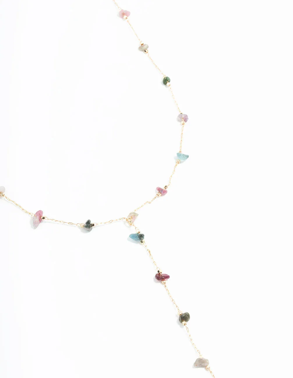 Bold Accessory Gold Semiprecious Chip Chain Y-Necklace