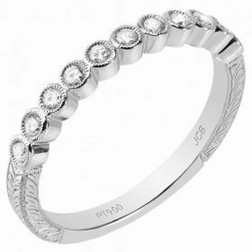 Fall Vibes Timeless Gifts 14 Karat White Gold Engraved Diamond Stackable Ring