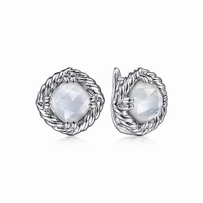 STERLING SILVER CRYSTAL/MOTHER OF PEARL EARRINGS Sophisticated Charm