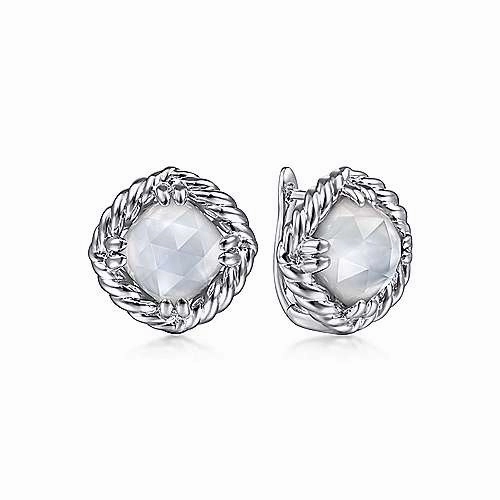 STERLING SILVER CRYSTAL/MOTHER OF PEARL EARRINGS Sophisticated Charm
