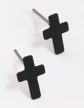 Unique Vibe Brilliant Decor Black Cross Stud Earrings