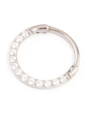 Affordable Ornament Polygonal Item Titanium Cubic Zirconia Clicker Ring 8mm