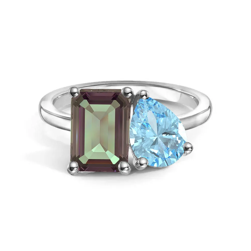 Toi et Moi Personalized Alexandrite Birthstone Anniversary Ring Wonderful Art Shiny Ornament