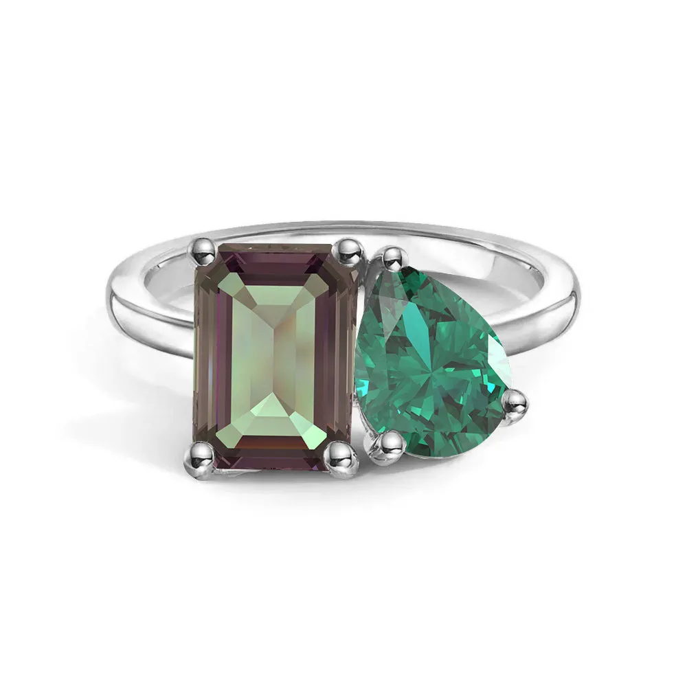Toi et Moi Personalized Alexandrite Birthstone Anniversary Ring Refined Flow Economical Object