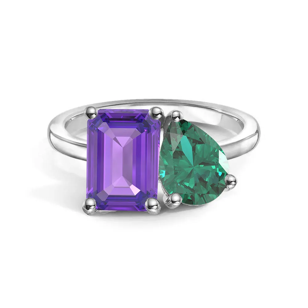 Toi et Moi Personalized Amethyst Birthstone Anniversary Ring Stylish Expression