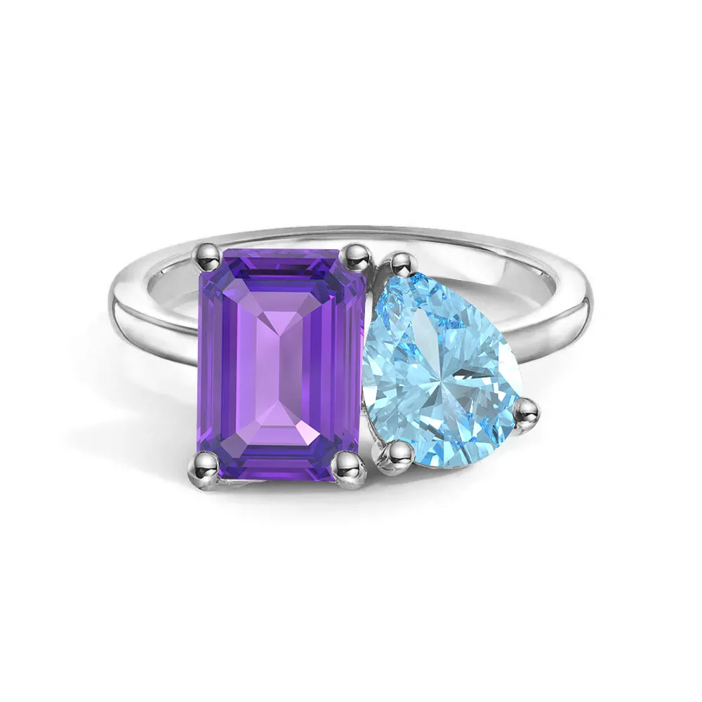 Toi et Moi Personalized Amethyst Birthstone Anniversary Ring Chic Element
