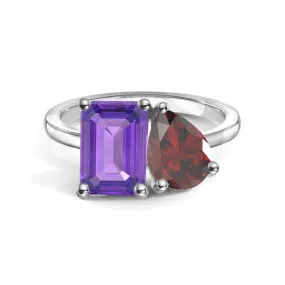 Quality Craft Toi et Moi Personalized Amethyst Birthstone Anniversary Ring
