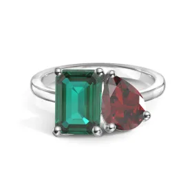 Toi et Moi Personalized Emerald Birthstone Anniversary Ring Superior Embellishment
