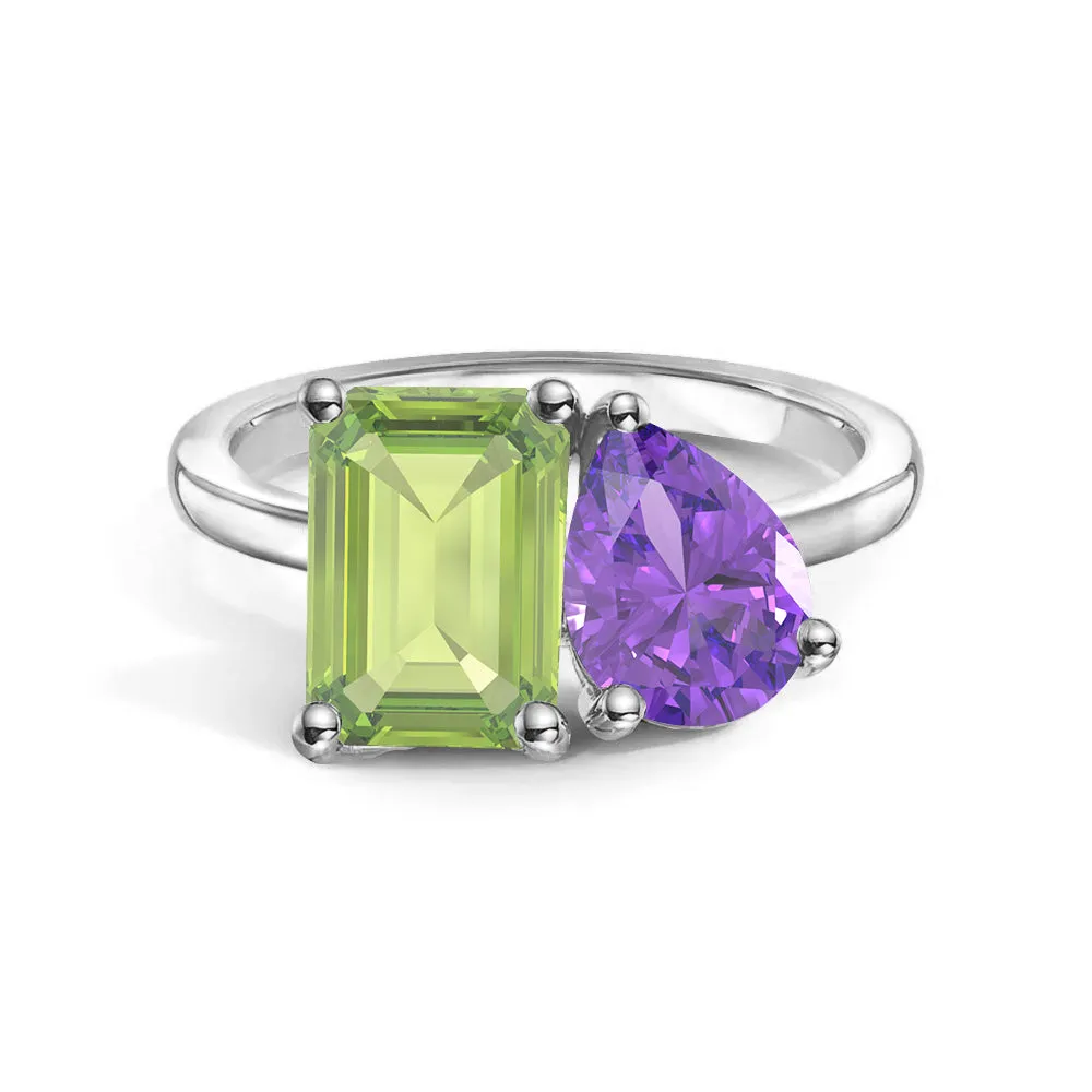 Polished Touch Toi et Moi Personalized Peridot Birthstone Anniversary Ring