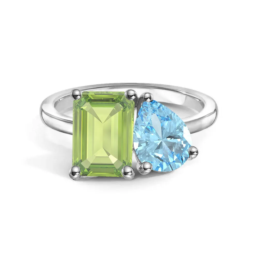 Day Style Fantastic Product Toi et Moi Personalized Peridot Birthstone Anniversary Ring
