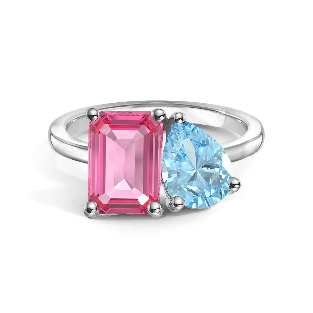 Toi et Moi Personalized Pink Tourmaline Birthstone Anniversary Ring Sturdy Product