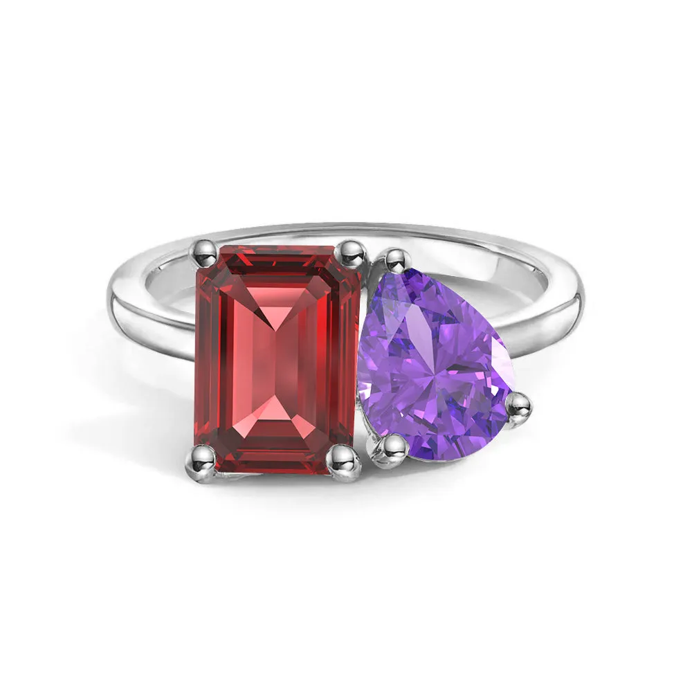 Toi et Moi Personalized Ruby Birthstone Anniversary Ring Value Statement