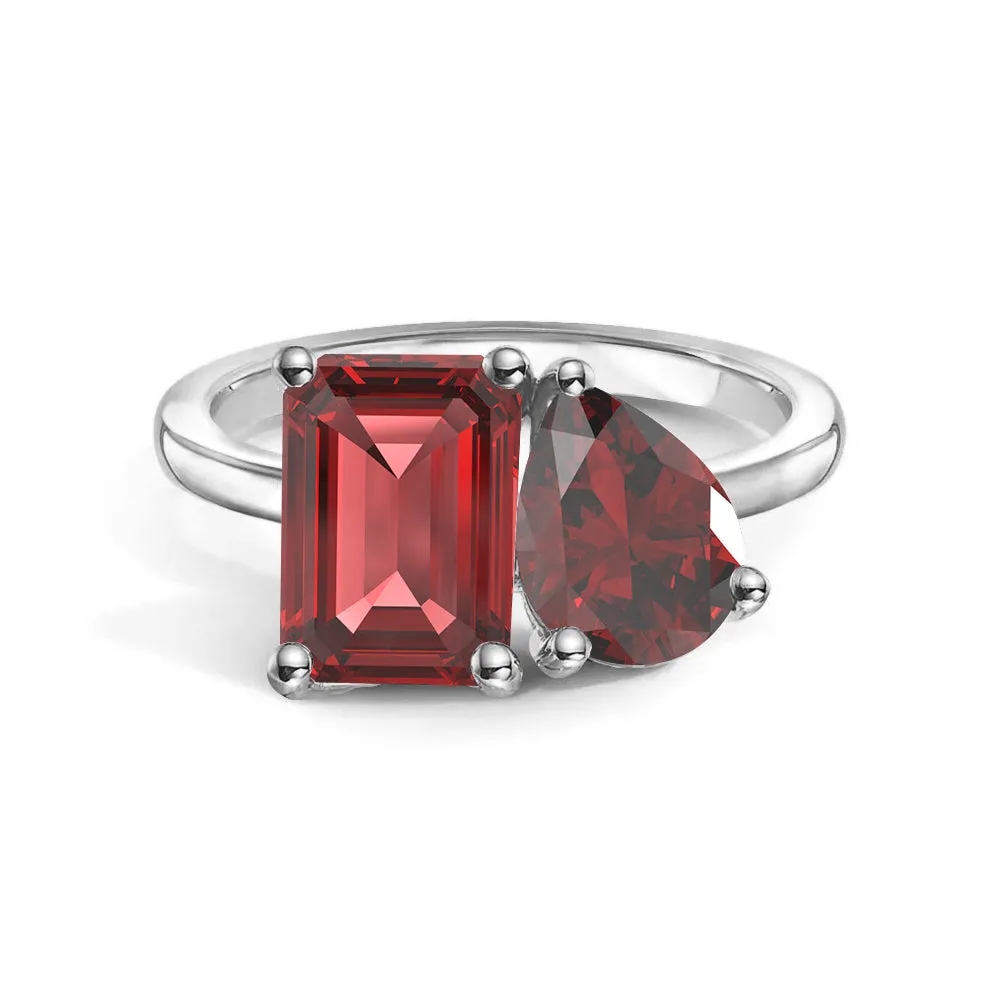 Toi et Moi Personalized Ruby Birthstone Anniversary Ring Formal Gathering