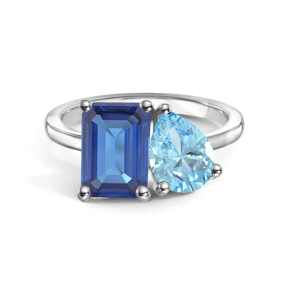 Toi et Moi Personalized Sapphire Birthstone Anniversary Ring Artisan Gift