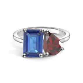 Toi et Moi Personalized Sapphire Birthstone Anniversary Ring Superior Accessory festival look